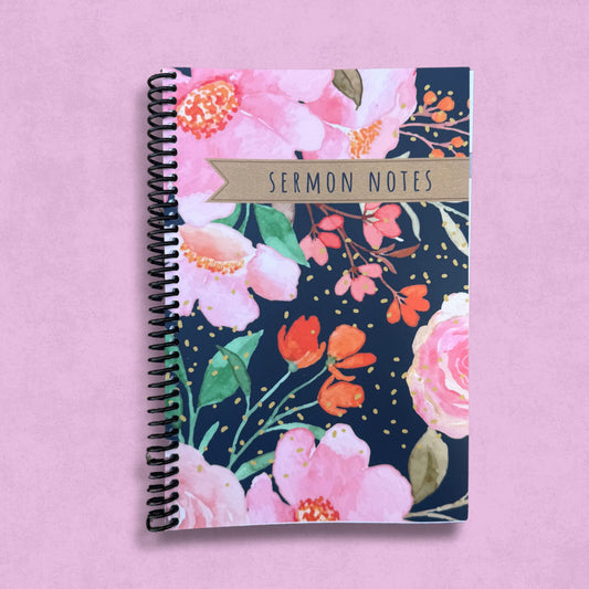 52-Week Sermon Notes Journal (Blooming Faith Edition, Spiral-Bound)