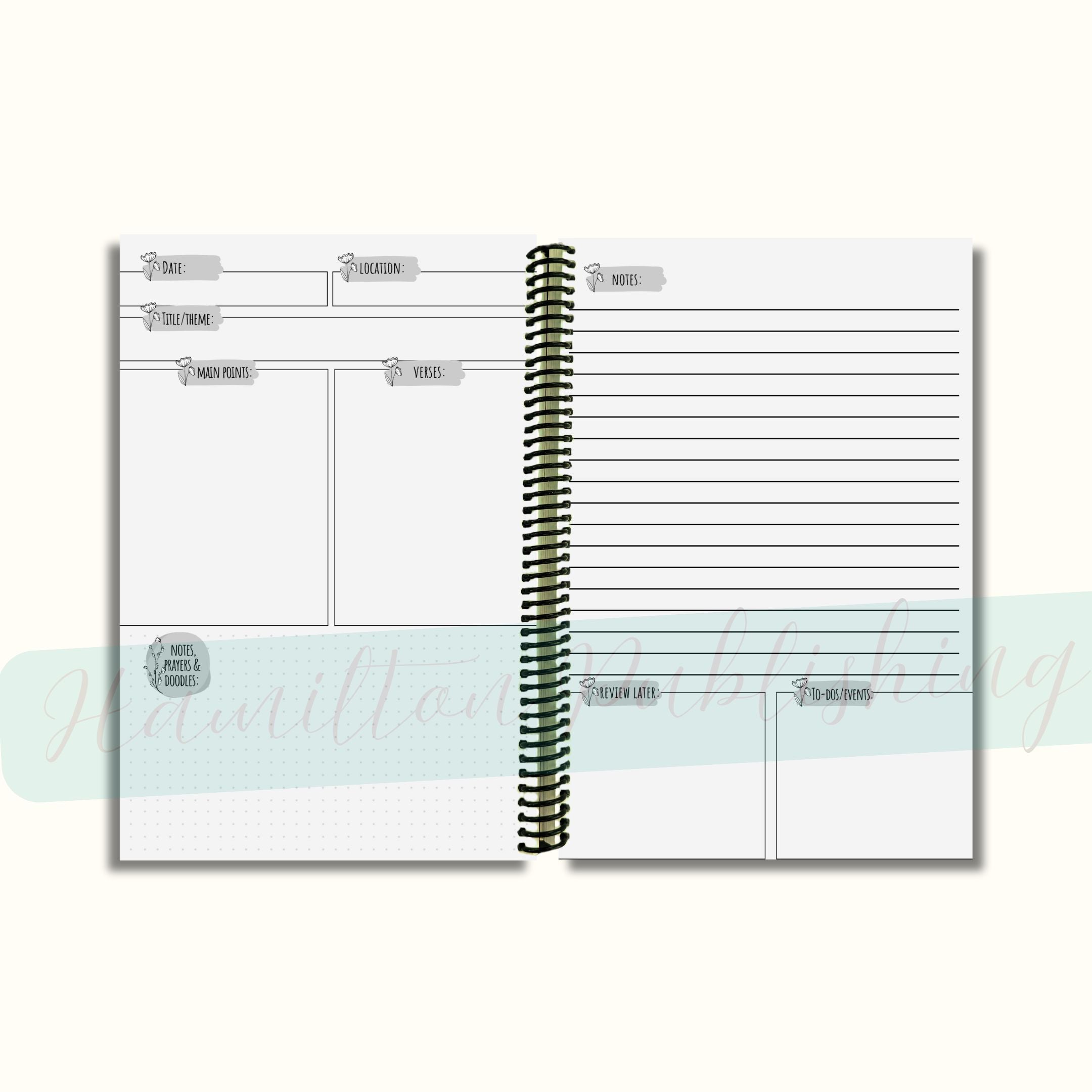52-Week Sermon Notes Journal (Blooming Faith Edition, Spiral-Bound)